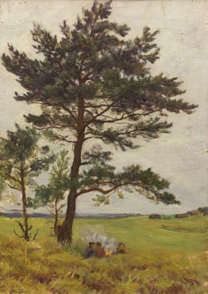 Мальчики у костра. 1949